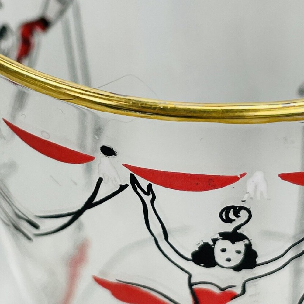 Vintage Libbey Glass Co. Fun Circus Highball Glasses 16 Ounce Tumbler Gold Rim - Picture 16 of 16